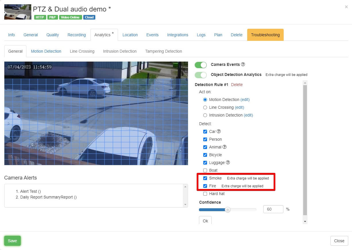 Smoke and fire detection